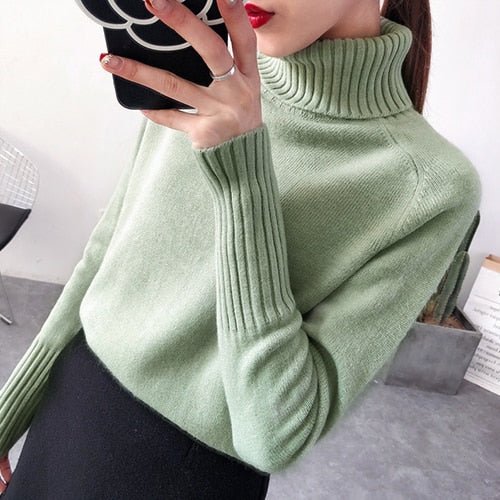 SURMIITRO Knitted Sweater Women Autumn Winter Korean Cashmere Turtleneck Long Sleeve Pullover Female Jumper Knitwear