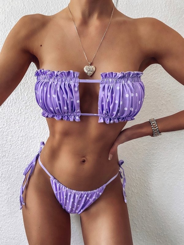 Swimsuit Sexy Pleated Hollow Out Cutout Bikini