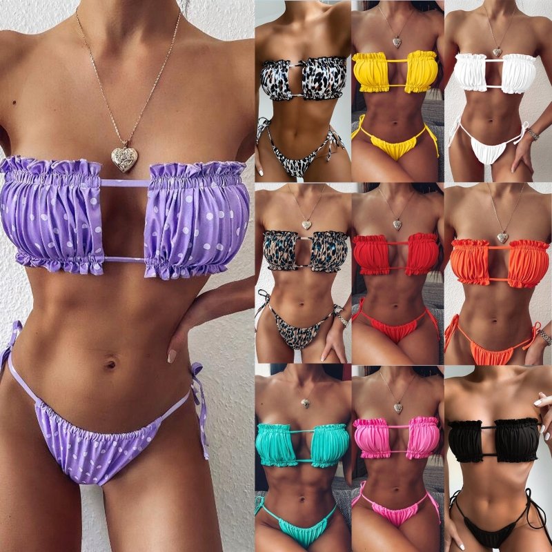 Swimsuit Sexy Pleated Hollow Out Cutout Bikini