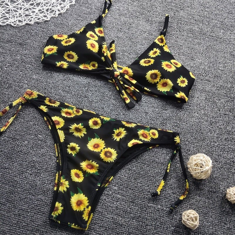 Swimsuit Sunflower Print Bikini High Waist Bikini Sexy Split Swimsuit