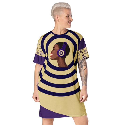 T-shirt dress - Music Gold blue