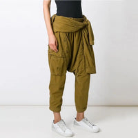 Trend Brand Designer Harem Pants Autumn New Products Sleeve Straps Casual Pants Corduroy Rope Nine - Point Pants - Premium Pants for sale
