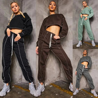 Two - piece Long - sleeved Short Top And Trousers Sports Suit - Premium Sports Uniforms for sale