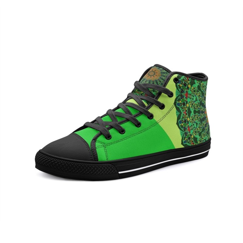 Unisex High Top Canvas Shoes - Mandala Green