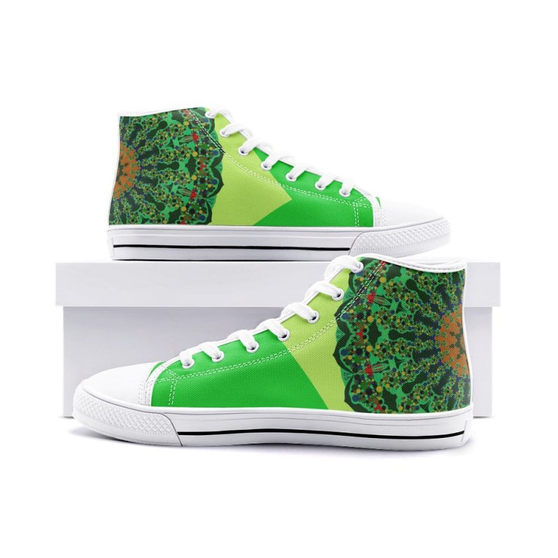 Unisex High Top Canvas Shoes - Mandala Green