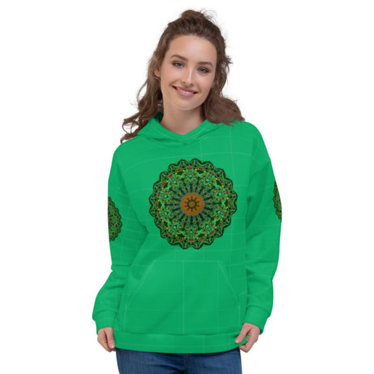 Unisex Hoodie - Mandala Green Sphere