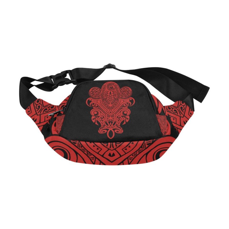 Unisex Waist Bag (Model 1677) - Maori hieratic style Red