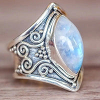 Vintage Silver Big Stone Ring for Women Fashion Bohemian Boho Jewelry