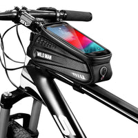 WILD MAN Hard shell bicycle bag front beam bag mountain bike phone touch screen upper tube bag saddle bag riding equipment - Premium Bicycles for sale