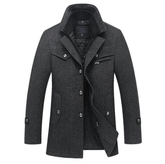 Winter Wool Coat Slim Fit Jackets Men Casual Outerwear