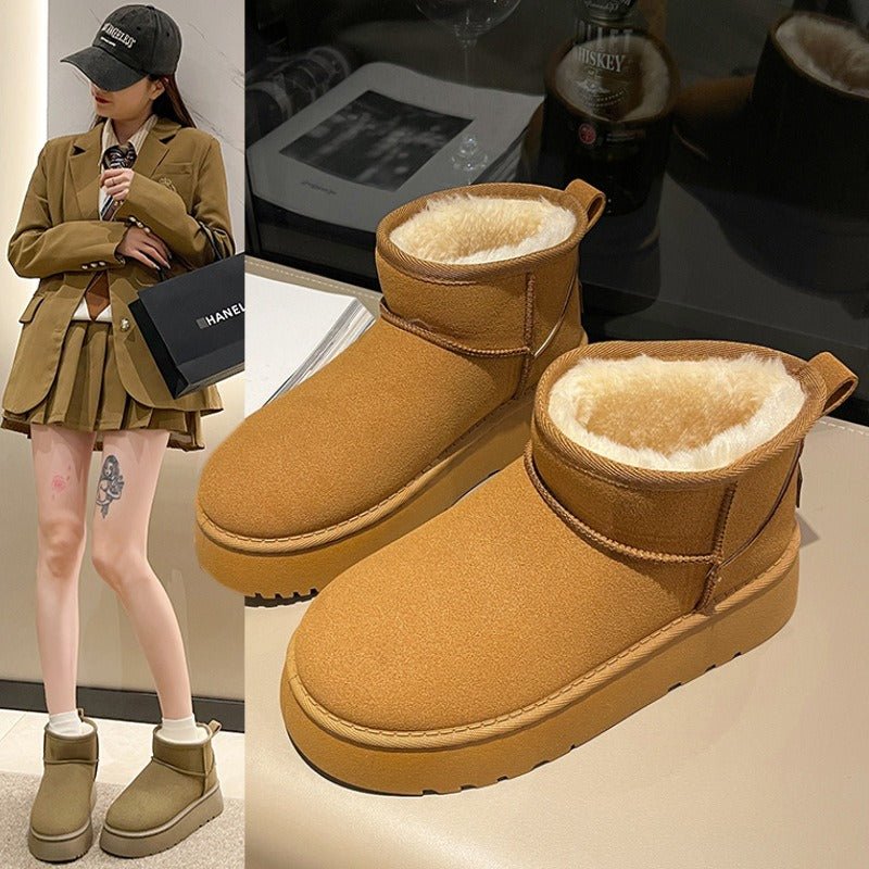 Women ankle 4.5cm rubber boots with fur platform fashion boots