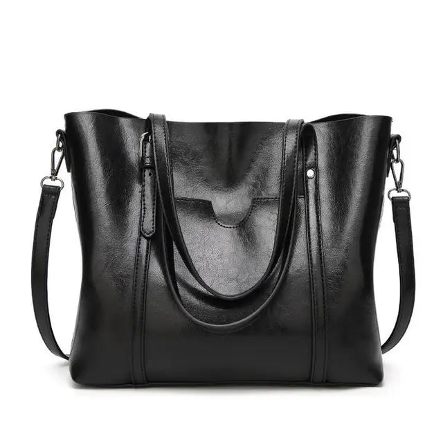 Women bag Oil wax Women&#39;s Leather Handbags Luxury Lady Hand Bags With Purse Pocket Women messenger bag