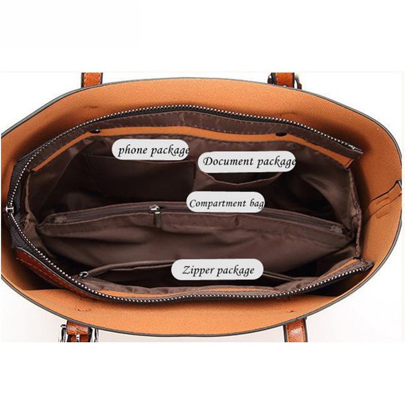 Women bag Oil wax Women&#39;s Leather Handbags Luxury Lady Hand Bags With Purse Pocket Women messenger bag