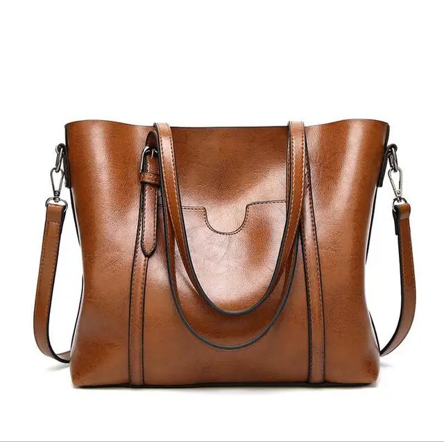 Women bag Oil wax Women's Leather Handbags Luxury Lady Hand Bags With Purse Pocket Women messenger bag