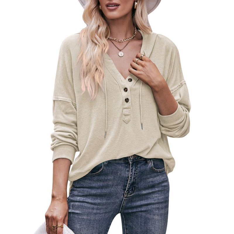 Women Clothing Autumn Winter Casual Loose Solid Color Hoodie Sweater