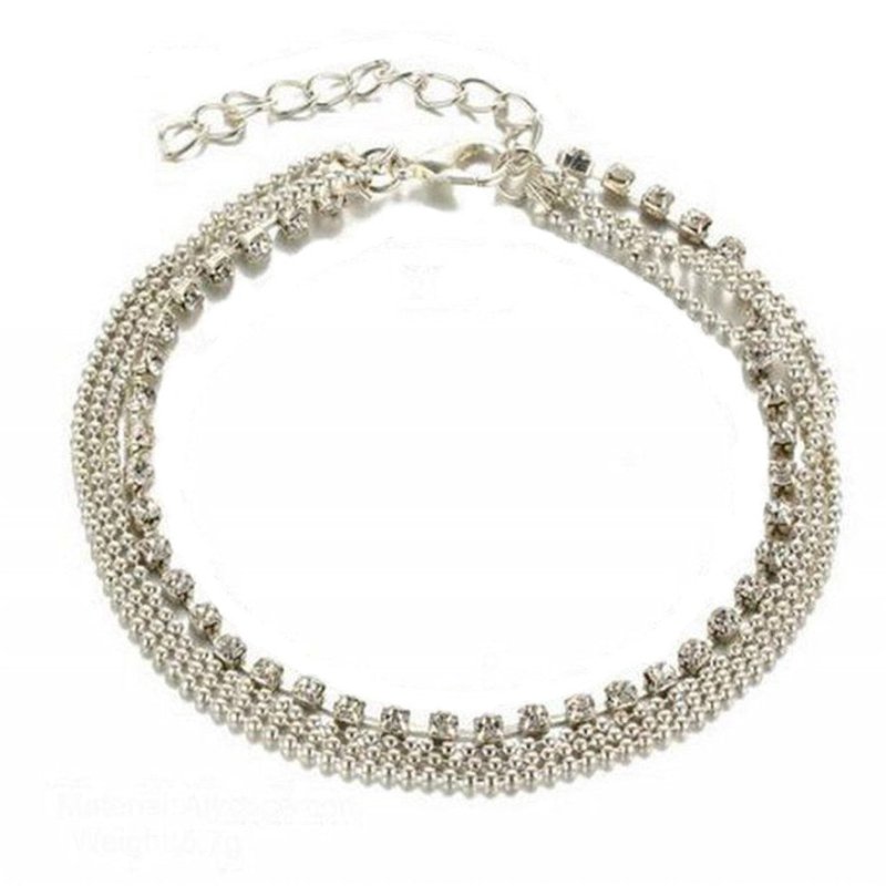 Women Girl Multi Layer Silver Crystal Ball Bracelet Anklet Ankle Foot Chain Women Jewelry