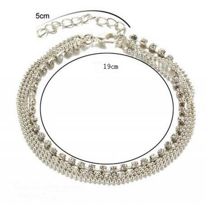 Women Girl Multi Layer Silver Crystal Ball Bracelet Anklet Ankle Foot Chain Women Jewelry