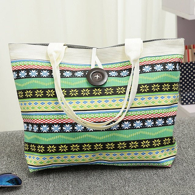 Women Handbag National Wind Printed Canvas Tote Casual Beach Bags Women Shopping Bag Handbags Bolsos Mujer