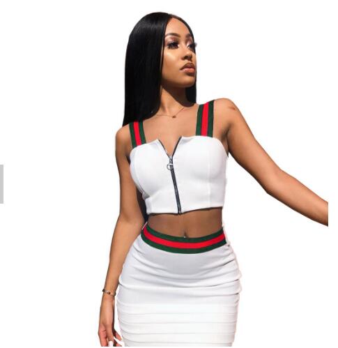 Women Sexy stitched condole belt Top Bodycon Mini Skirt Outfit Two Piece Dress