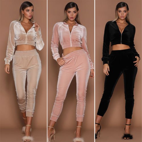 Women Sweatshirt Pants Sets Velvet Tracksuit Velour smooth soft Suit