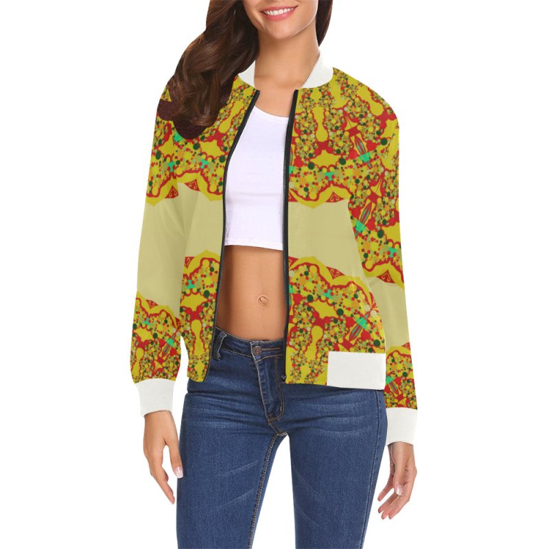 Women's All Over Print Casual Jacket (Model H19) - Mandala Gold Color
