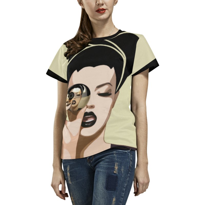 Women's All Over Print T-shirt (USA Size) (Model T40) (Large Size)- Sphere full