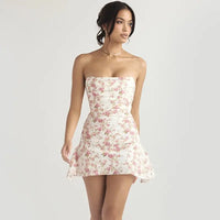 Women's fashionable shoulderless backless short skirt, French style - Premium Dress for sale