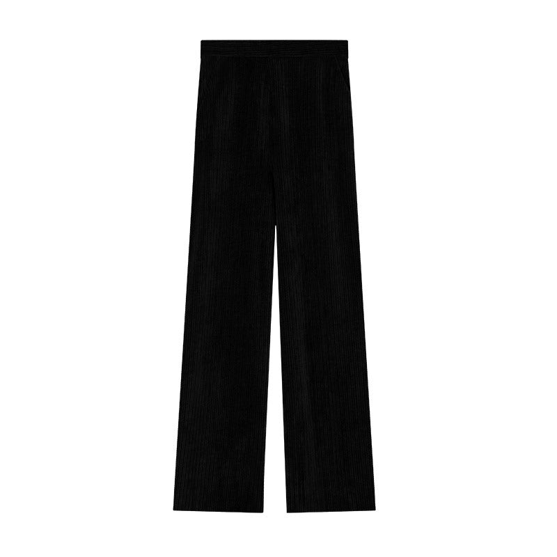 Women's irregular fluffy, wide-leg trousers for the autumn-winter season.