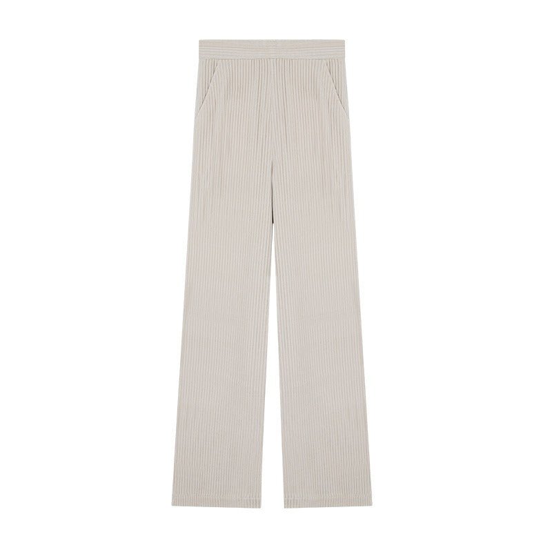 Women's irregular fluffy, wide-leg trousers for the autumn-winter season.