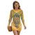 Women's Long Sleeve Round Neck Slim Dress - Indian ornament with Henna graphic style