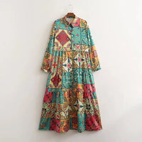 Women's New Printed Long Sleeve Shirt Dress Maxi Dress - Premium Skirt for sale