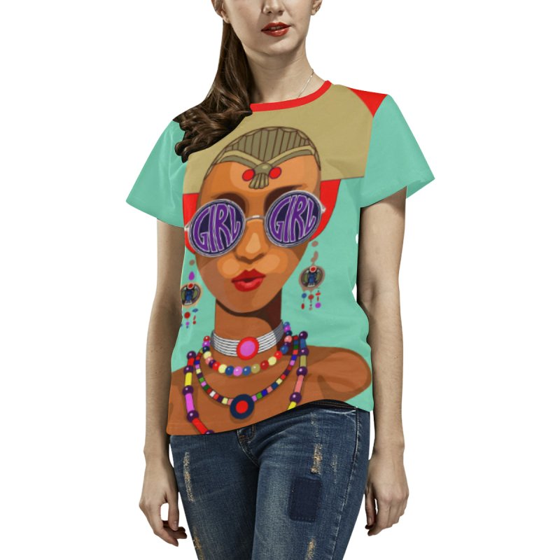 Women's Over Print T-shirt (USA Size) (Model T40)(Large Size)- Circle Full