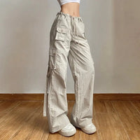 Y2K Nude Pocket Decor Cargo Pants - Premium Pants for sale